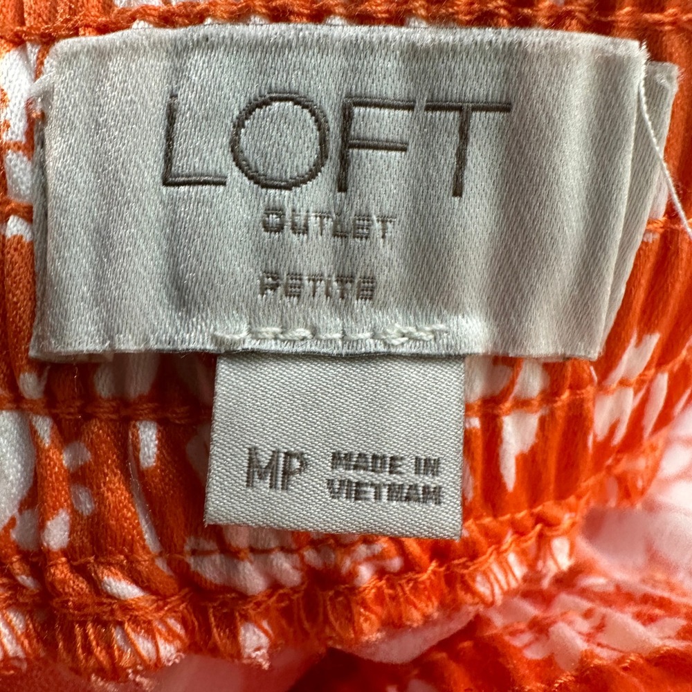 Loft Outlet‎ Petite Orange White Floral Side Slit Button Midi Skirt MP - Picture 6 of 6